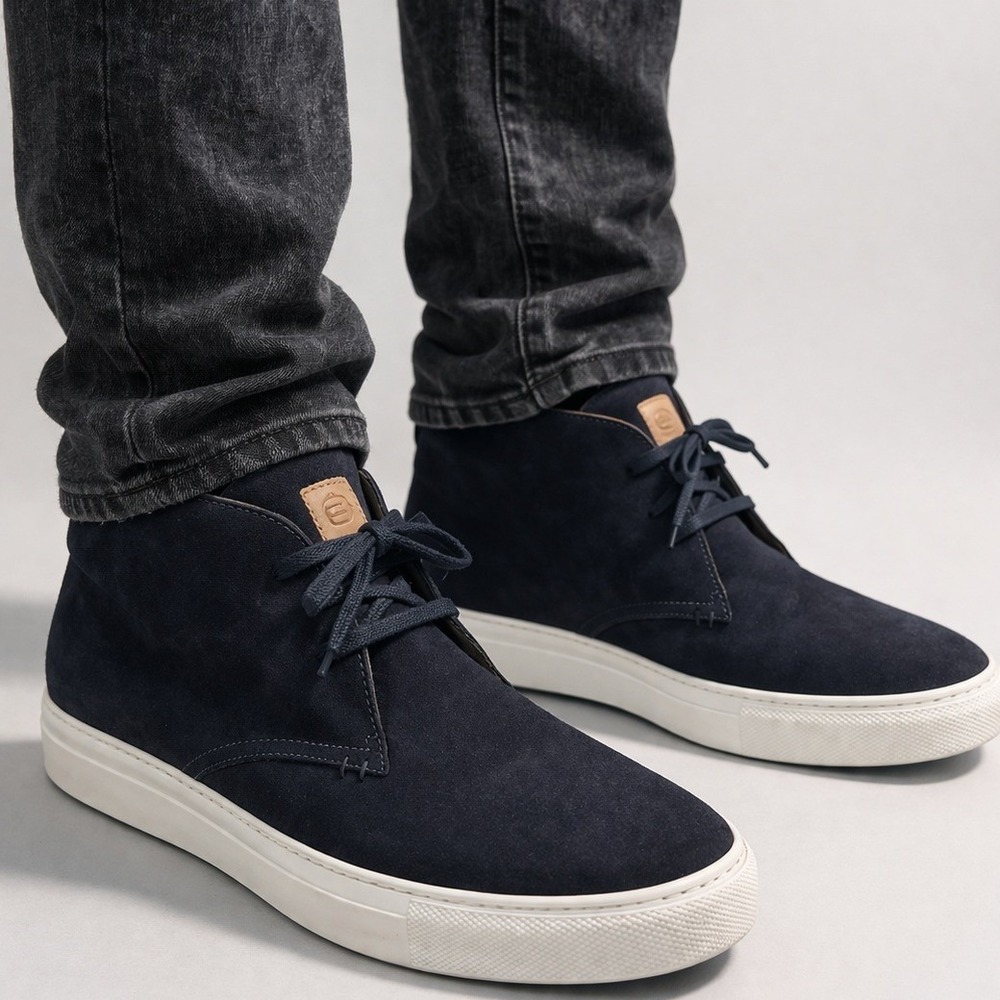 Greats Royale Chukka Navy Blue Suede Mid Top Sneaker Men's 11.5‎ Made in Italy